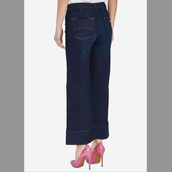 Emporio Armani Wide Leg Crop Dark Wash Denim - Picture 4 of 4